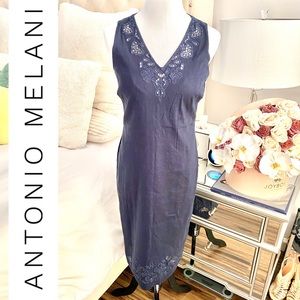 Antonio Melani V-Neck Denim Midi Dress 👗